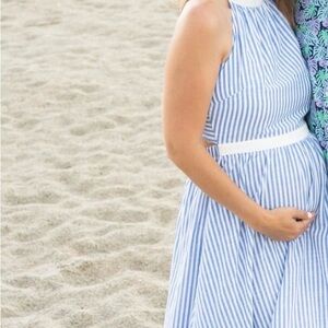 Pinkblush Blue and White Striped Maxi Dress